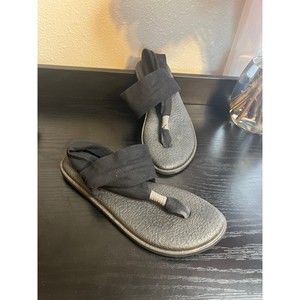 Black Sanuk Womens Sling Yoga Flip Flop Sandals Size 7